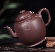 《靜荷》宜興紫砂壺高級工藝美術(shù)師手工紫茄泥茶具茶壺