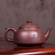 《笠帽》宜興紫砂壺工藝美術(shù)師純手工全底槽青泡茶壺茶具