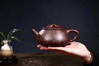 《金絲石瓢》宜興紫砂茶壺工藝美術(shù)師保真純手工紫泥石瓢