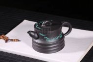 《魚樂》茶具茶壺宜興手工紫砂壺烏金泥