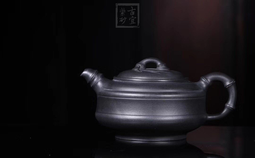 《雙線(xiàn)竹鼓》宜興紫砂壺工藝美術(shù)師手工茶壺茶具石黃泥雙線(xiàn)竹鼓